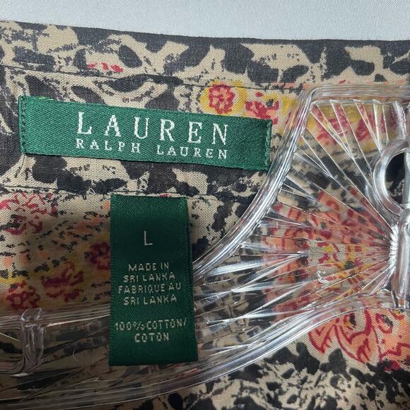 Lauren Ralph Lauren Printed Ruffle Womens Blouse Size L - Picture 2 of 5